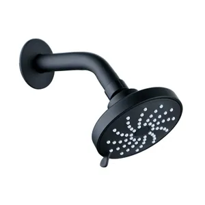Regadera ABS Acquabela Padua Redonda Negra 4" Brazo 15cm 3 Función